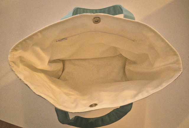 Sac en coton aqua-verde et motifs vacances Modèle Agnès