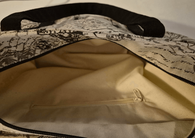 Sac en lin écru et noir motif Paris Modèle Mali