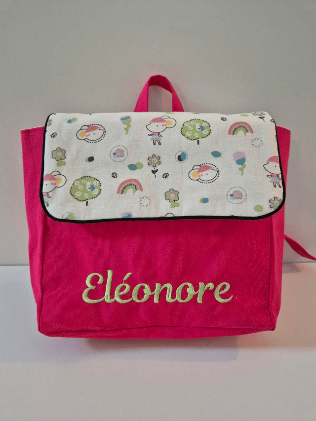 Sac à dos fushia et souris personnalisé