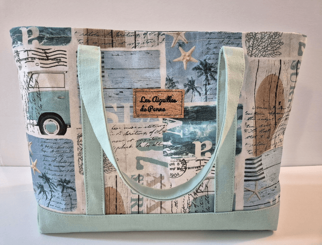 Sac en coton turquoise motifs vacances Modèle Mali 