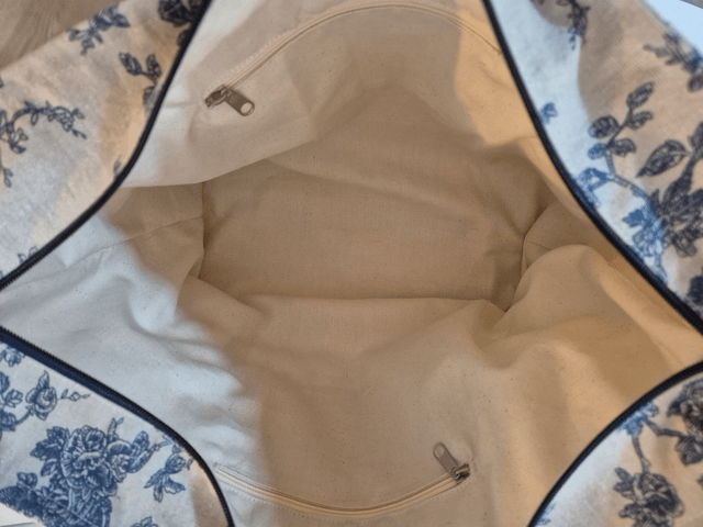 Sac lin fleurs bleues modèle Monique