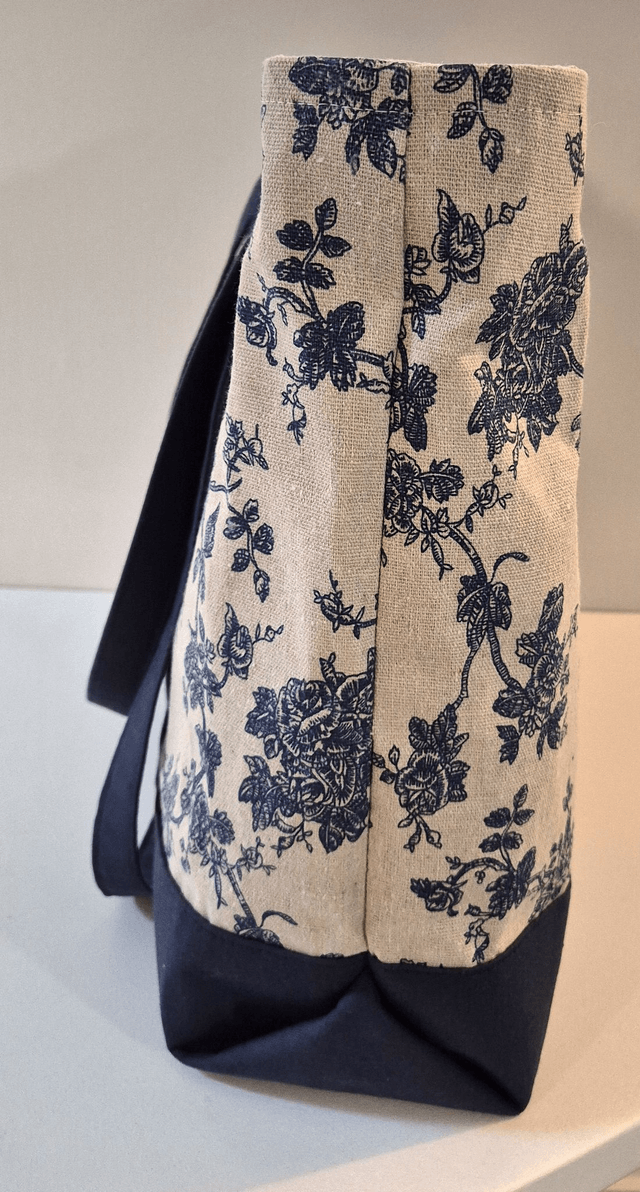 Sac lin fleurs bleues modèle Monique