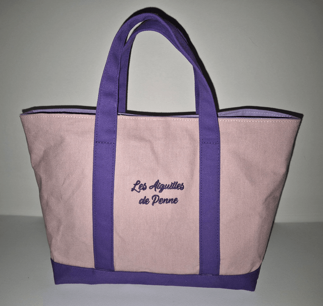 Sac en coton rose et violet personnalisé Modèle Agnès