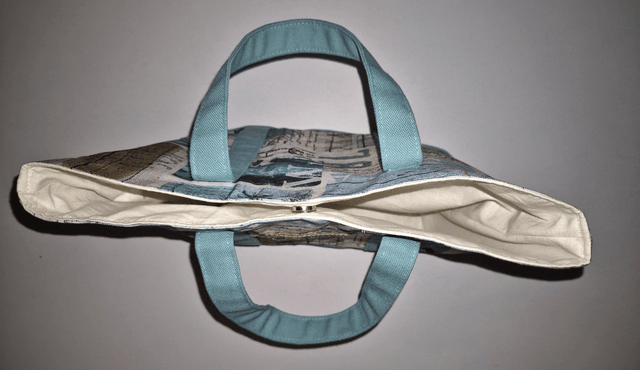 Sac en coton aqua-verde et motifs vacances Modèle Agnès