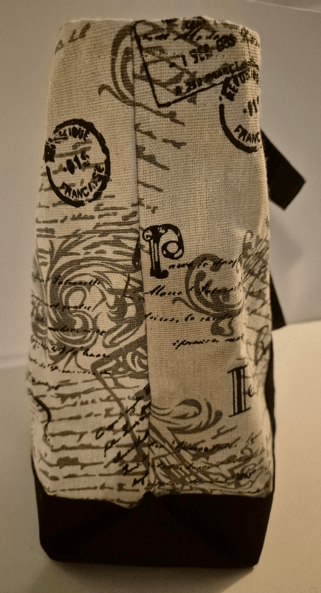 Sac en lin écru et noir motif Paris Modèle Mali