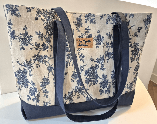 Sac lin fleurs bleues modèle Monique