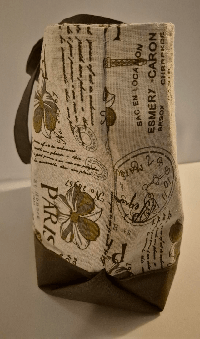 Sac en lin écru et marron motif Paris Modèle Mali