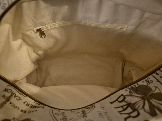 Sac en lin écru et marron motif Paris Modèle Mali