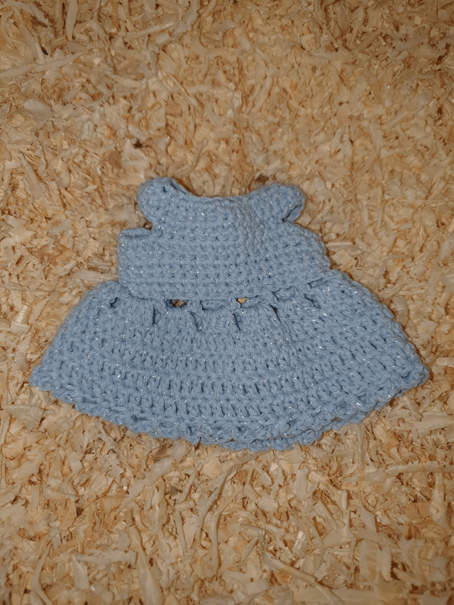 Robe princesse pour Camille Bleue effet métallisé (seule)