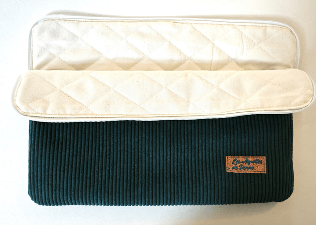 Housse d'ordinateur 16" velours bleu canard