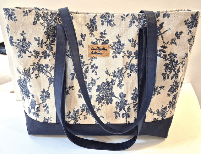 Sac lin fleurs bleues modèle Monique