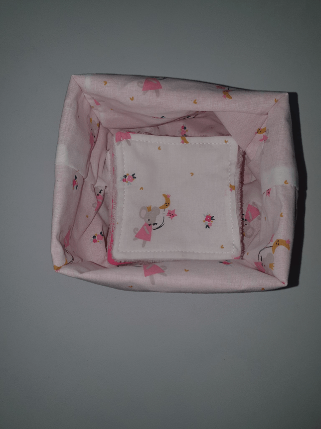 Panière à lingettes + 10 lingettes Roses et Souris