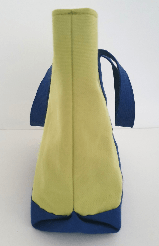 Sac en coton vert anis et bleu personnalisé Modèle Agnès