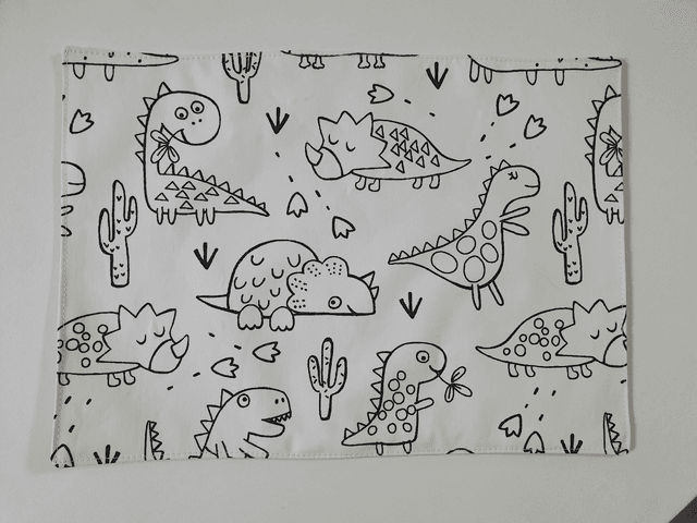 Set de table Dinosaures à colorier à l&#039;infini... ou presque Beige