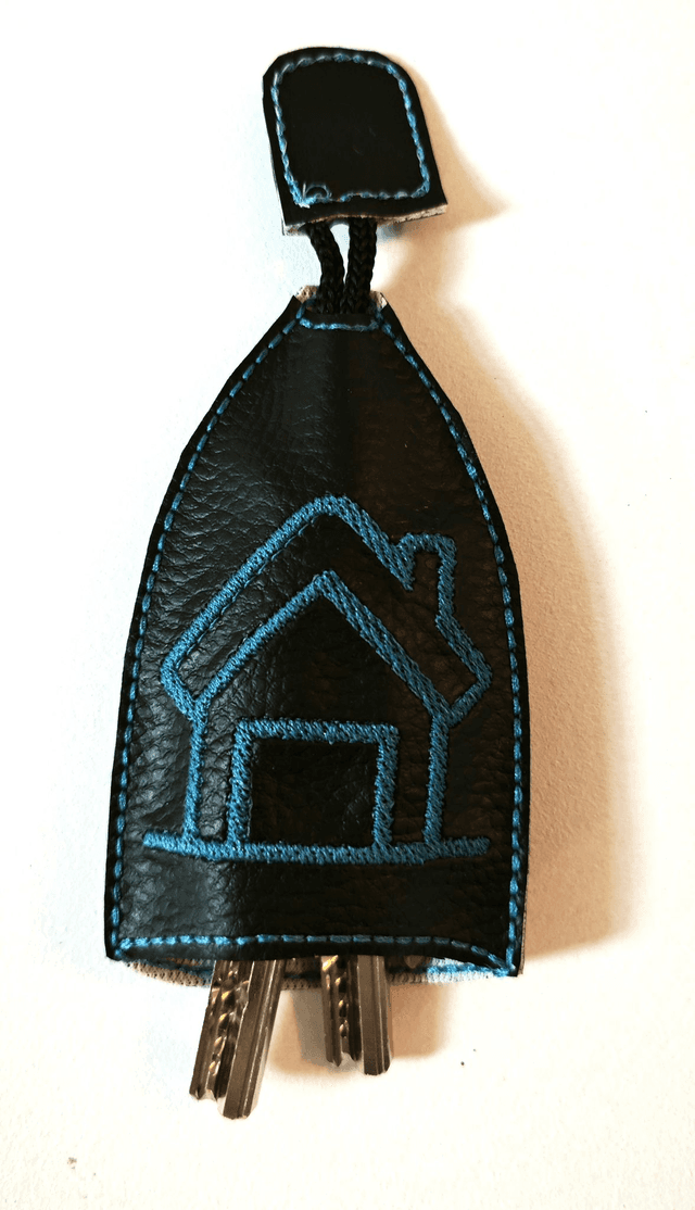 Porte clés maison bleue