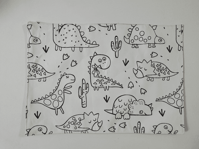 Set de table Dinosaures à colorier à l&#039;infini... ou presque Rose pâle