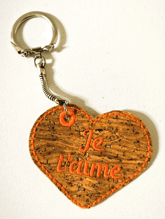 Porte clé brodé &quot;Je t&#039;aime&quot; 
