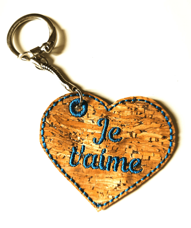 Porte clé brodé &quot;Je t&#039;aime&quot; 