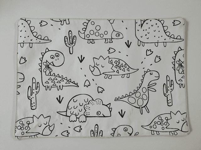 Set de table Dinosaures à colorier à l&#039;infini... ou presque Aqua-verde