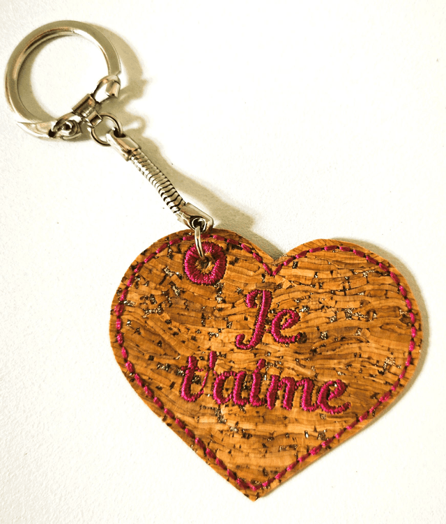 Porte clé brodé &quot;Je t&#039;aime&quot; 